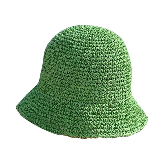 Yesbay Women Straw Sun Hat Woven Bucket Hat Foldable Fishing Hat Sun Protection Beach Hat Summer Travel Hiking Vacation Bucket Hat Women Fashion Accessories