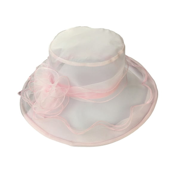 Yesbay Women Sun Hat Mesh Flower Decor Sunscreen Princess Style Vintage Elegant Wedding Hat Headwear