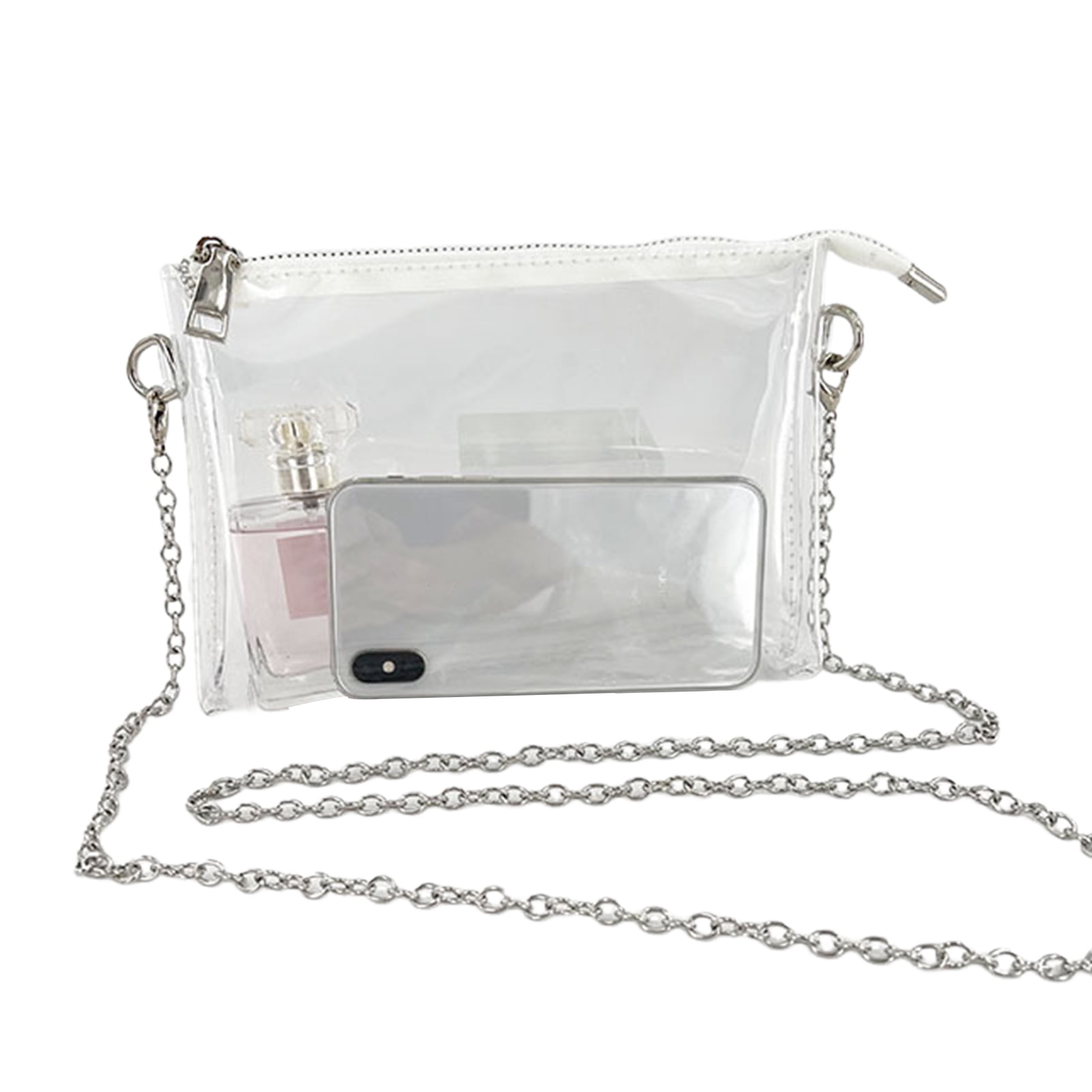 Yesbay Women Transparent Shoulder Bag with Adjustable Chain Straps Keys ...