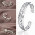 thumbnail image 1 of Yesbay Women's 925 Sterling Silver Bezel Hollow Cuff Bangle Open Bracelet,2pcs, 1 of 6