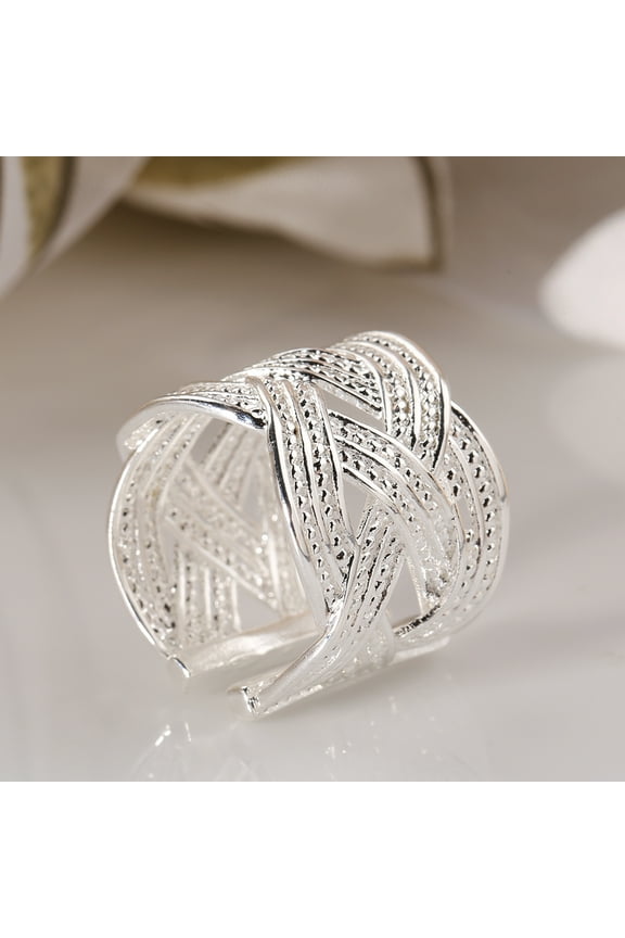 Women\'s 925 Sterling Silver Claw Ring Woven Mesh Style Jewelry Gift US 8