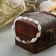Yesbay Women\'s 925 Sterling Silver Hollow Chain Bracelet Charm Wrist Bangle Clasp Gift-