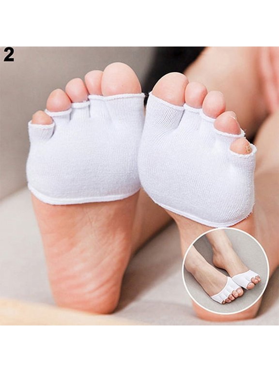 Women's Breathable Five Toe Separator Heelless Yoga Sandal Invisible Socks,White