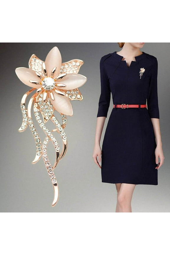 Women's Flower Brooch Pin Shiny Rhinestone Party Jewelry Scarf Garment Gift,Brooch Pin