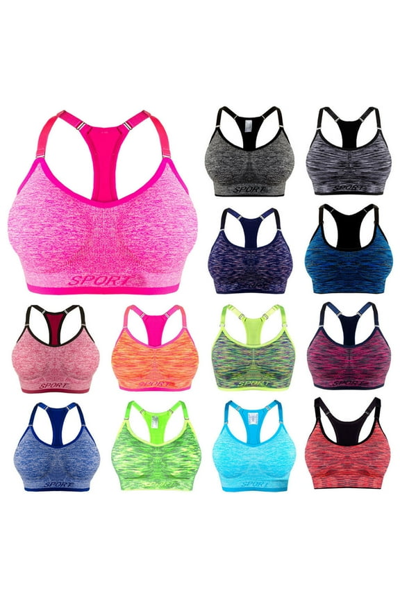 Women's Yoga Fitness Stretch Workout Top Seamless Racerback Padded Sports Bra,Purple