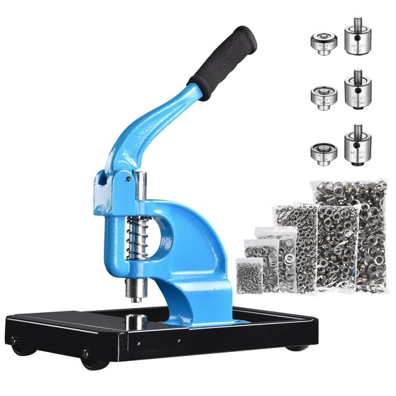 Yescom 1/4" 3/8" 1/2" Grommet Tool Kit #0 #2 #4 Grommet Press Machine with Rolling Base 900 sets of Grommets and Washers