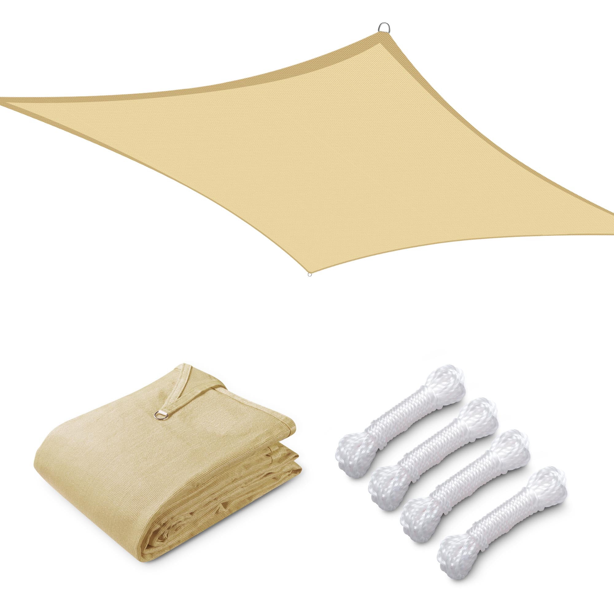 Beige HDPE Rectangle Sun Shade Sail for Patio, 13x10 ft