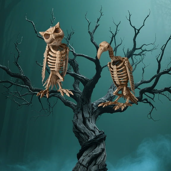 Yescom 1 Pcs Vulture & 1 Pcs Owl Skeleton Halloween Decor Life Size Animal Props Indoor Outdoor 2025