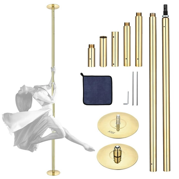 Yescom 10 FT Spinning Static Dancing Pole Kit w/ Extensions Fitness Dance Exercise Gold