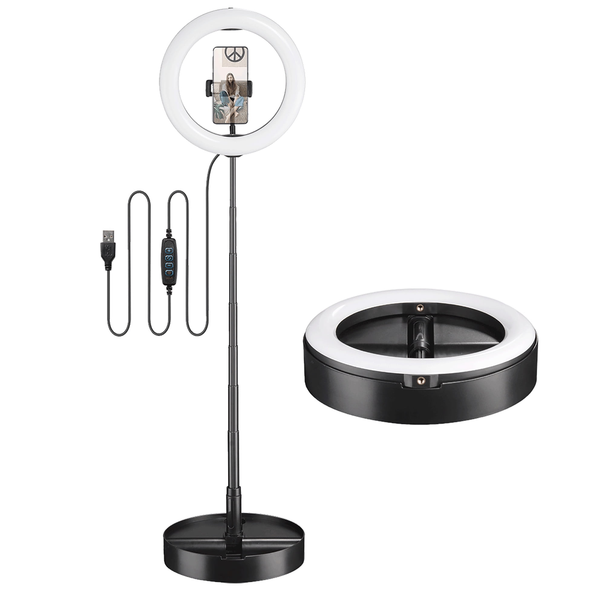Yescom 10" Folded LED Ring Light Portable Dimmable for Selfie Makeup ...