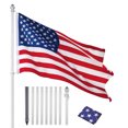 10 Ft Aluminum Outdoor Flag Pole Kit in Ground American Flag