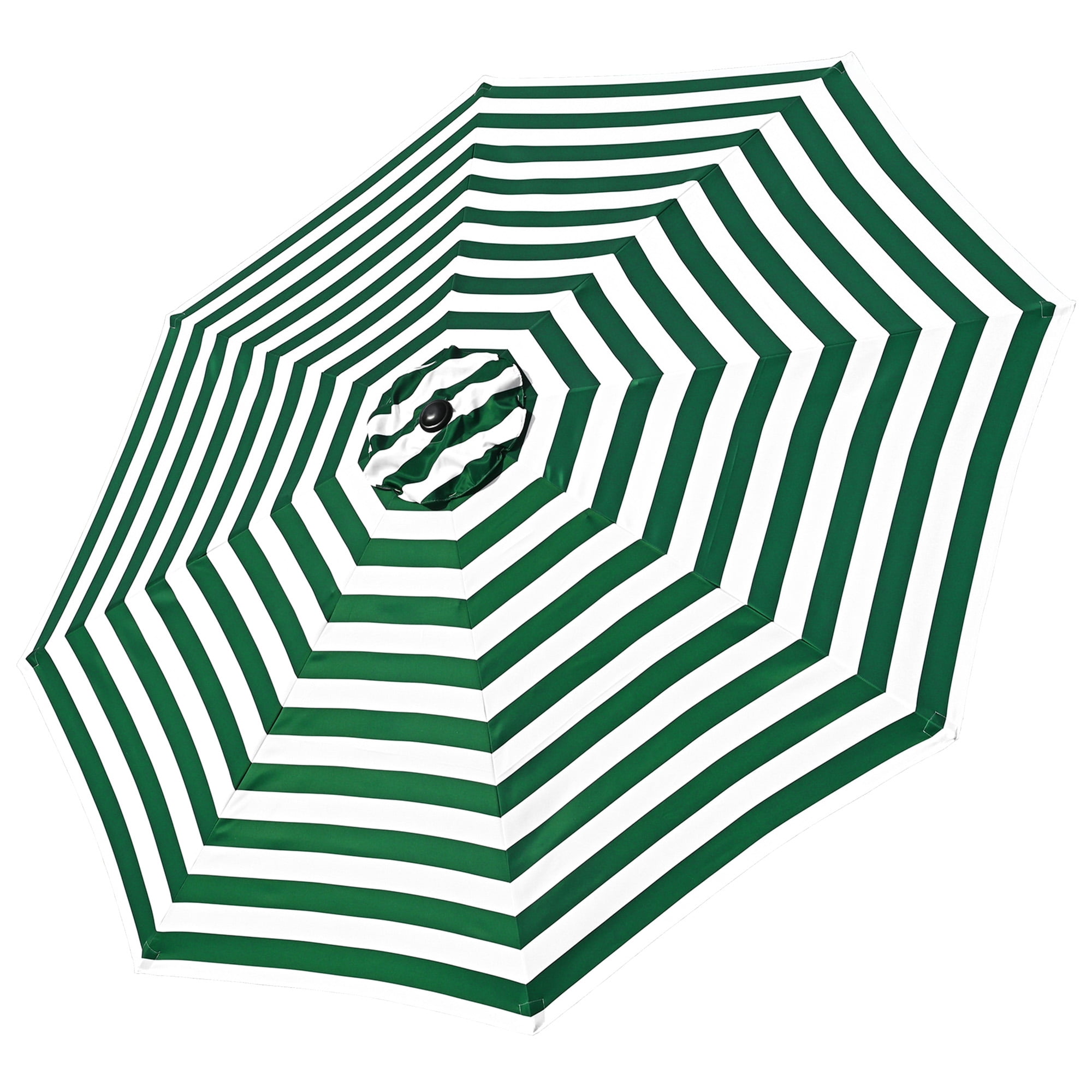 Green and White Striped 10' Polyester Patio Umbrella Canopy