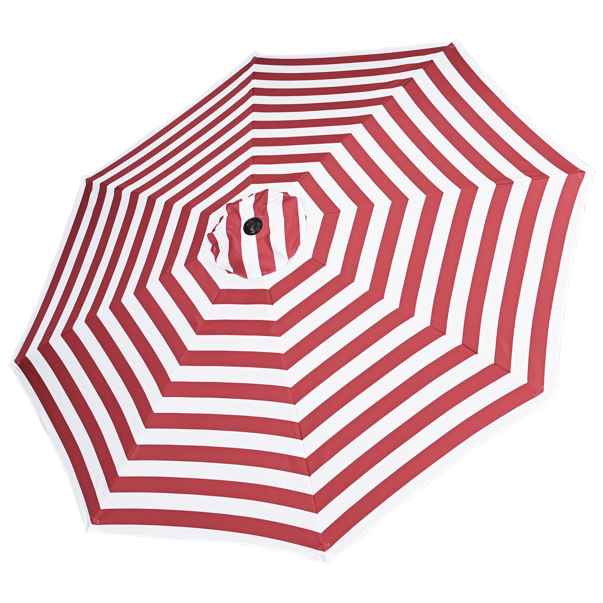 Red and White Striped 10' Polyester Patio Umbrella Canopy