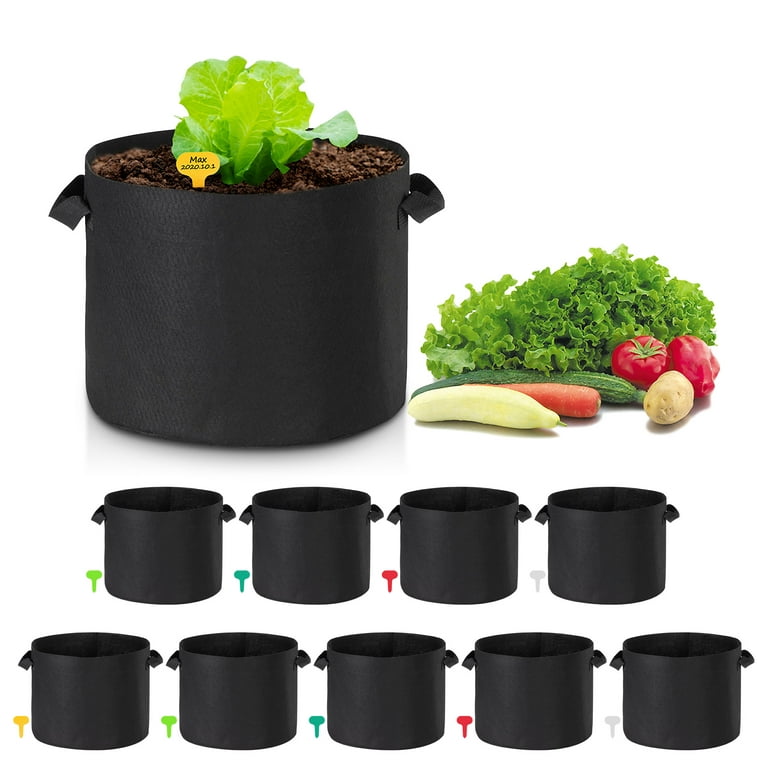 VEVOR 5-Pack 200 Gallon Plant Grow Bag Aeration Fabric Pots with Handles  Black Grow Bag Plant Container for Garden Planting Washable and Reusable