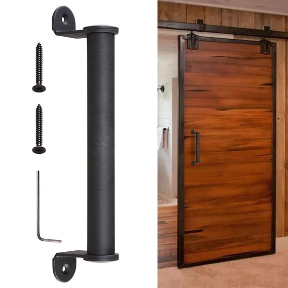 Yescom 10" Sliding Barn Door Cylindrical Handle Iron Pull Gate Matte Black
