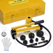 Yescom 1/2 to 2 Hydraulic Knockout Punch Set 10-Ton 6-Die Electrical Conduit Hole Punch Driver Kit - Yellow