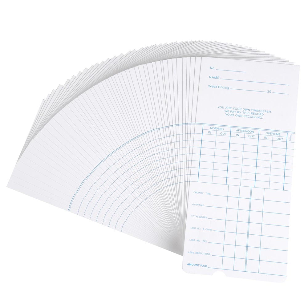 100 Count Weekly Time Clock Cards Timecard for Employee Attendance Payroll Recorder
