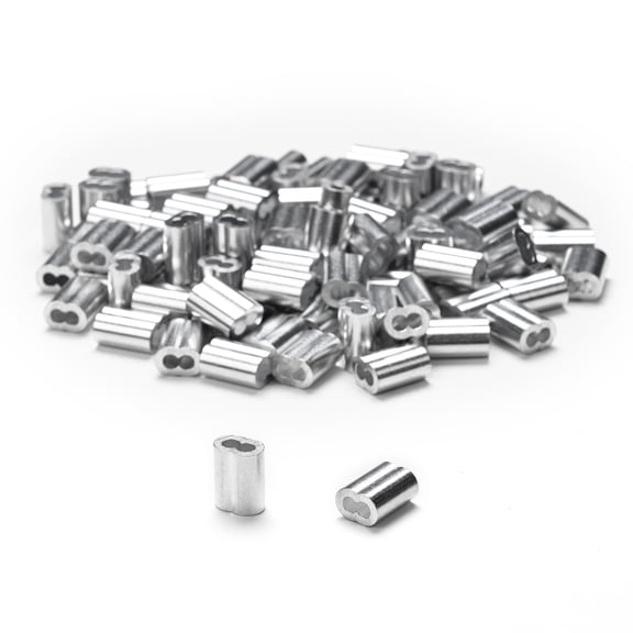 Yescom 100pcs Cable Ferrules 1/16" 3/32" Aluminum Crimping Loop Sleeve Wire Hanging Hardware YES0603