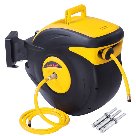 Yescom 3/8" x 100 ft Retractable Air Hose Reel 300 PSI Max Auto Rewind Ceiling / Wall Mount 180° Swivel Air Compressor