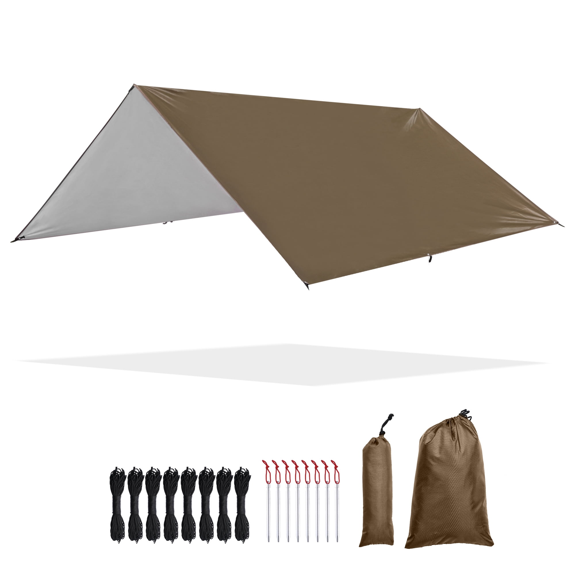 Brown 10' x 10' Waterproof Oxford Fabric Camping Tent Tarp