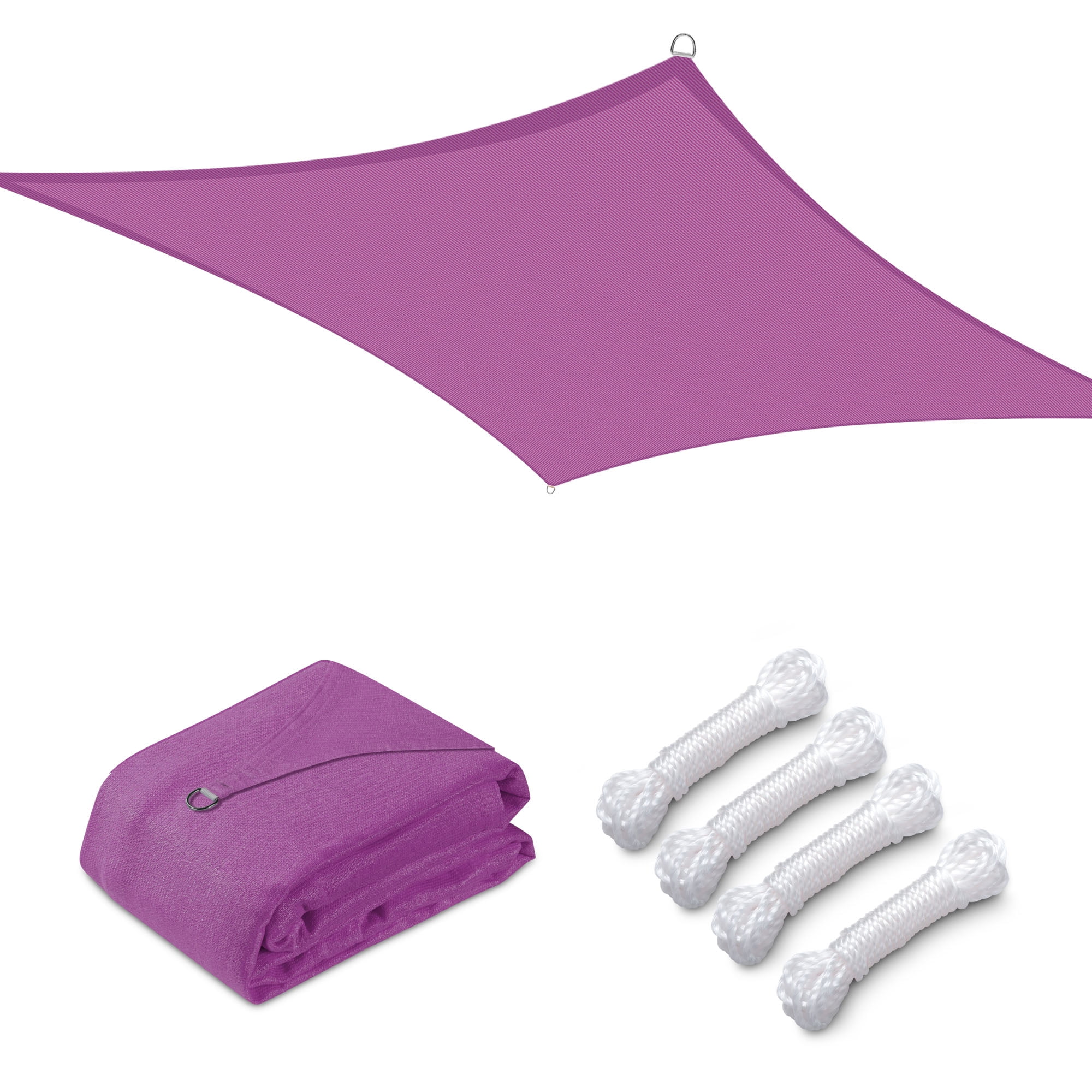 Yescom 10x10Ft 97% UV Block Square Sun Shade Sail Outdoor Patio Pool Garden Yard Lawn Carport Cover Net Awning Fuchsia