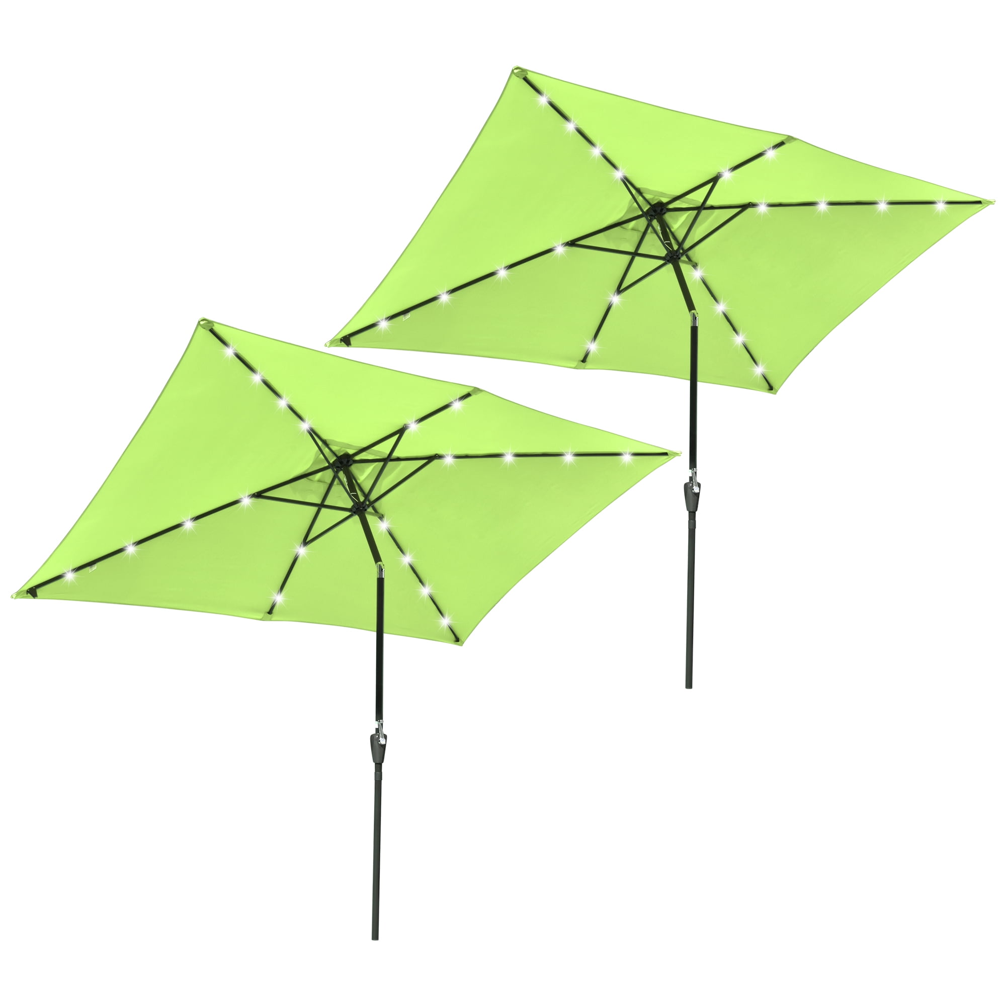 Apple Green Rectangular Solar LED Market Patio Umbrella Set