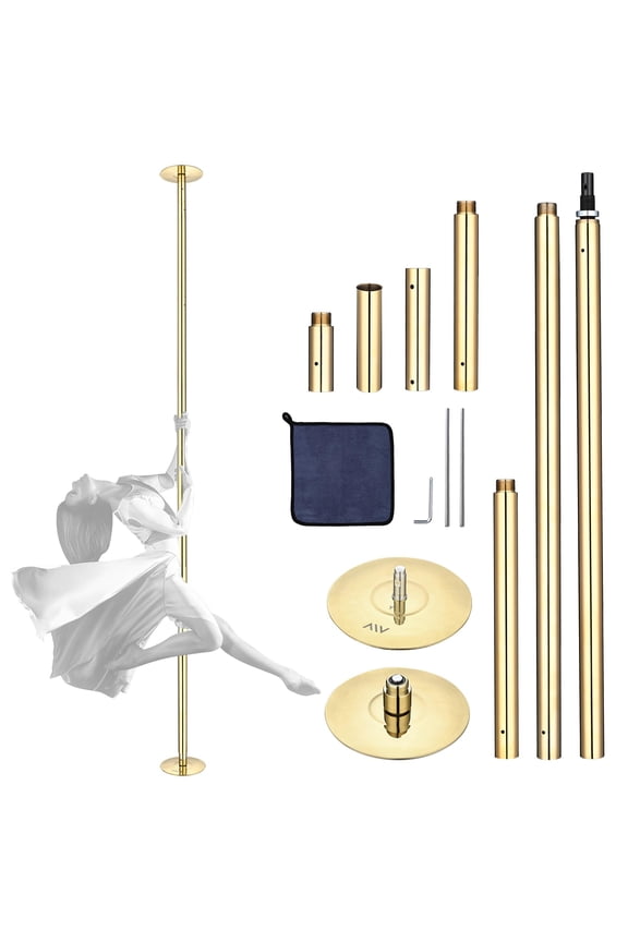 11 FT Gold Spinning Static Dancing Pole Kit w/ Extensions Fitness Dance Exercise