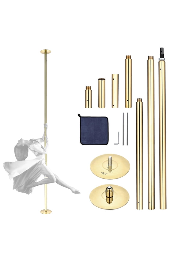 11 FT Spinning Static Dancing Pole Kit w/ Extensions Fitness Dance Exercise Gold