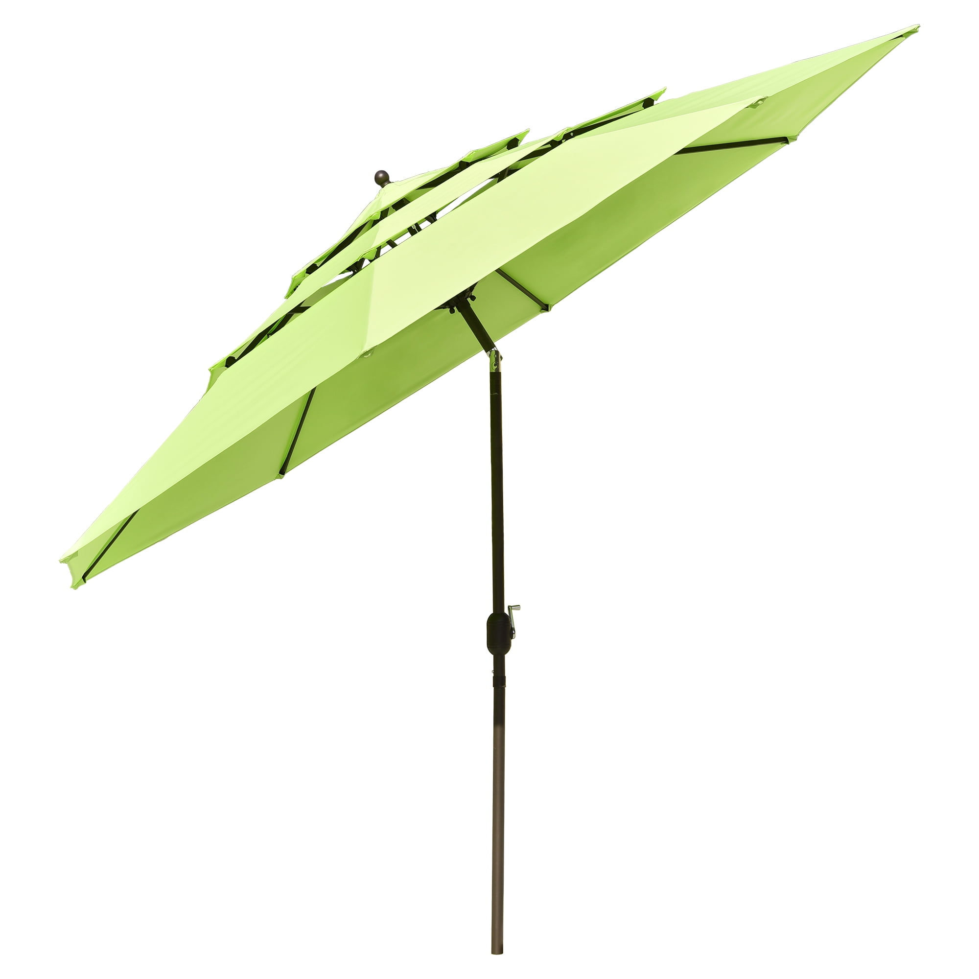 11 Ft Green 3-Tier Patio Umbrella with Crank Handle
