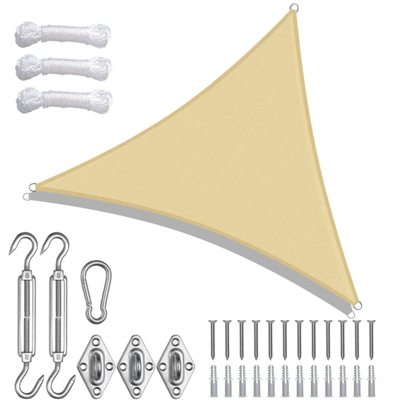 Yescom 11 Ft Triangle Sun Shade Sail with Hardware Kit 97% UV Block Outdoor Patio Pool Deck Yard Net Awning Canopy