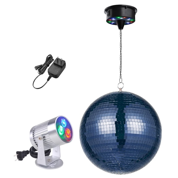 Yescom 12" Blue Disco Ball w/ RGB Spotlight & Rotating Motor Party Light Kit