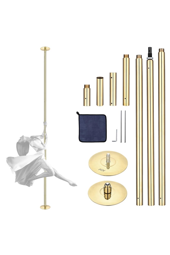 12 FT Spinning Static Dancing Pole Kit w/ Extensions Fitness Dance Exercise Gold