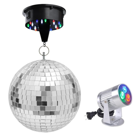 Yescom 12" Large Disco Ball with Motor and Light 6RPM Rotator & 3W RGB Spotlight for 70s 80s Party DJ Bands Club Studio Event