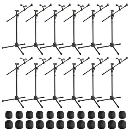 Yescom 12 Packs Microphone Boom Arm Stand Dual Mic Clips Adjustable Tripod Phone Holder