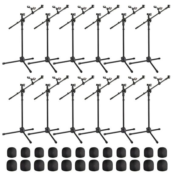 Yescom 12 Packs Microphone Boom Arm Stand Dual Mic Clips Adjustable Tripod Phone Holder
