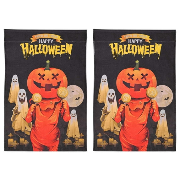 Yescom 12"x18" Halloween Garden Flag Double Sided Full Moon Ghost Pumpkin Jack O Lantern Yard 2 Pcs outdoor Decoration 2025