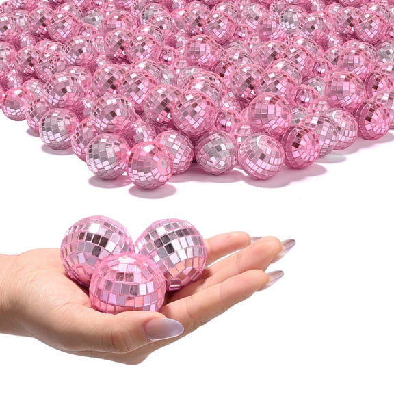 Yescom 120 Pcs Mini Disco Ball Set 1.6" 70s 80s Party Decorations Ornaments Bulk Pink