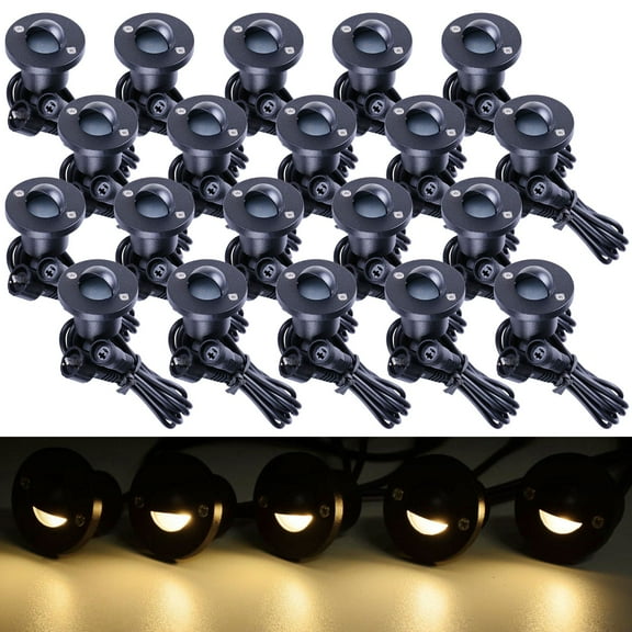 Yescom 12V LED Warm White Deck Stair Light Lamp Waterproof Yard Patio Pathway Landscape 20 Pack