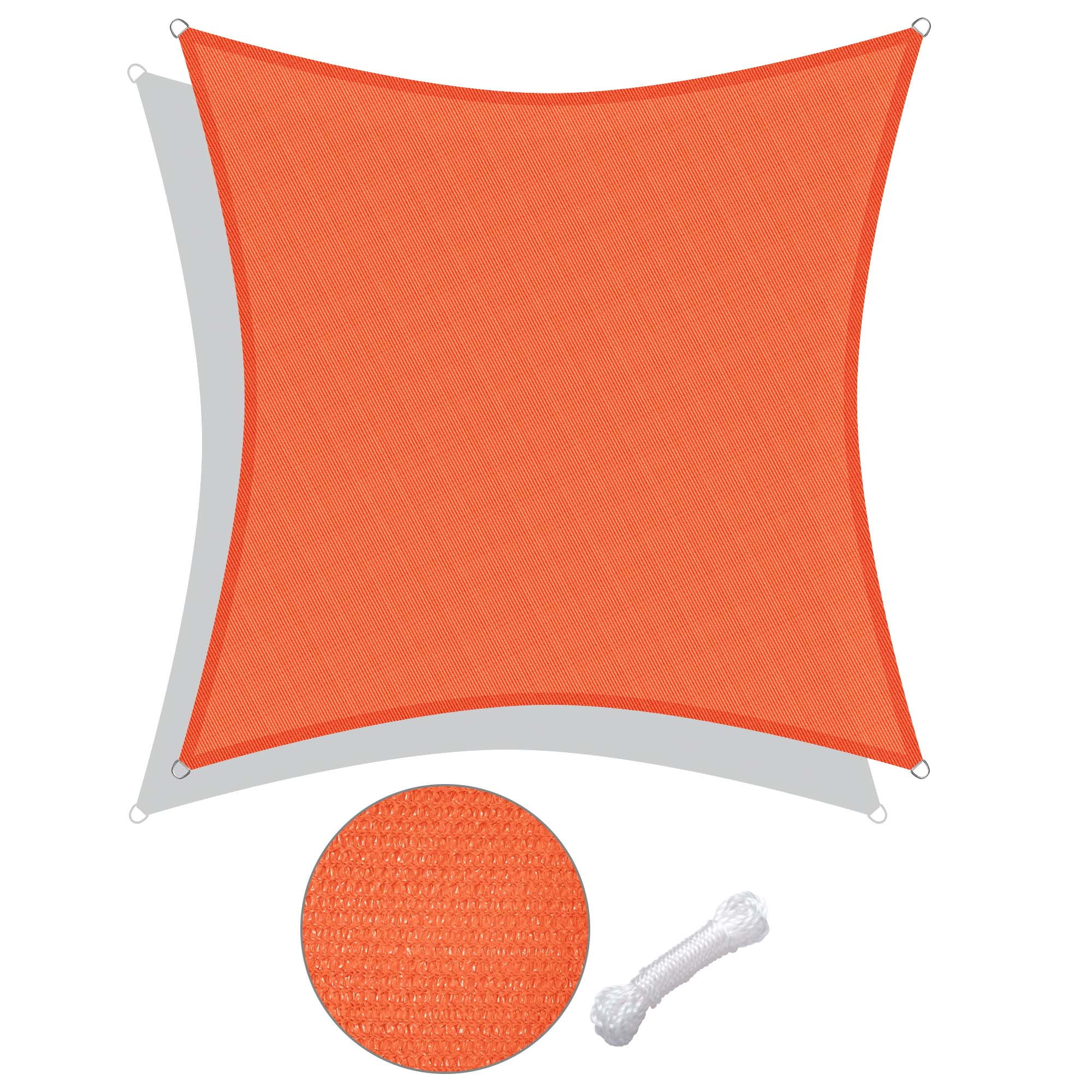 Bright Orange Square Sun Shade Sail for Patio and Yard