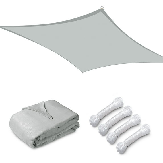 Yescom 12x8Ft 97% UV Block Rectangle Sun Shade Sail Outdoor Patio Pool Garden Yard Lawn Carport Net Awning Cload Gray