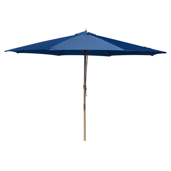 Yescom 13FT Large Outdoor Patio Umbrella UV30+ Wood 8 Rib Pole for Table Beach Yard Garden Wedding Deck Cafe Pool Navy