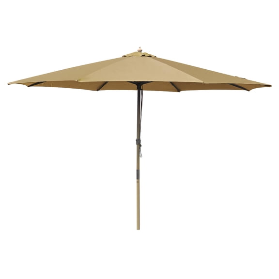 Yescom 13FT Large Outdoor Patio Umbrella UV30+ Wood 8 Rib Pole for Table Beach Yard Garden Wedding Deck Cafe Pool Tan