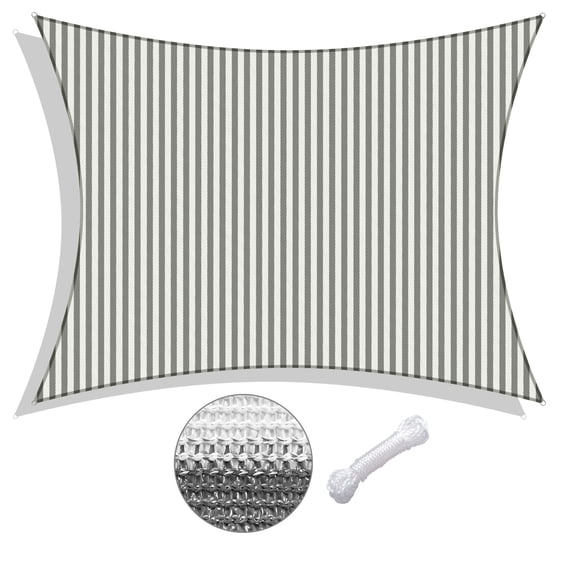 Yescom 13x10Ft 97% UV Block Rectangle Sun Shade Sail Outdoor Patio Pool Garden Yard Lawn Carport Net Awning Gray+White