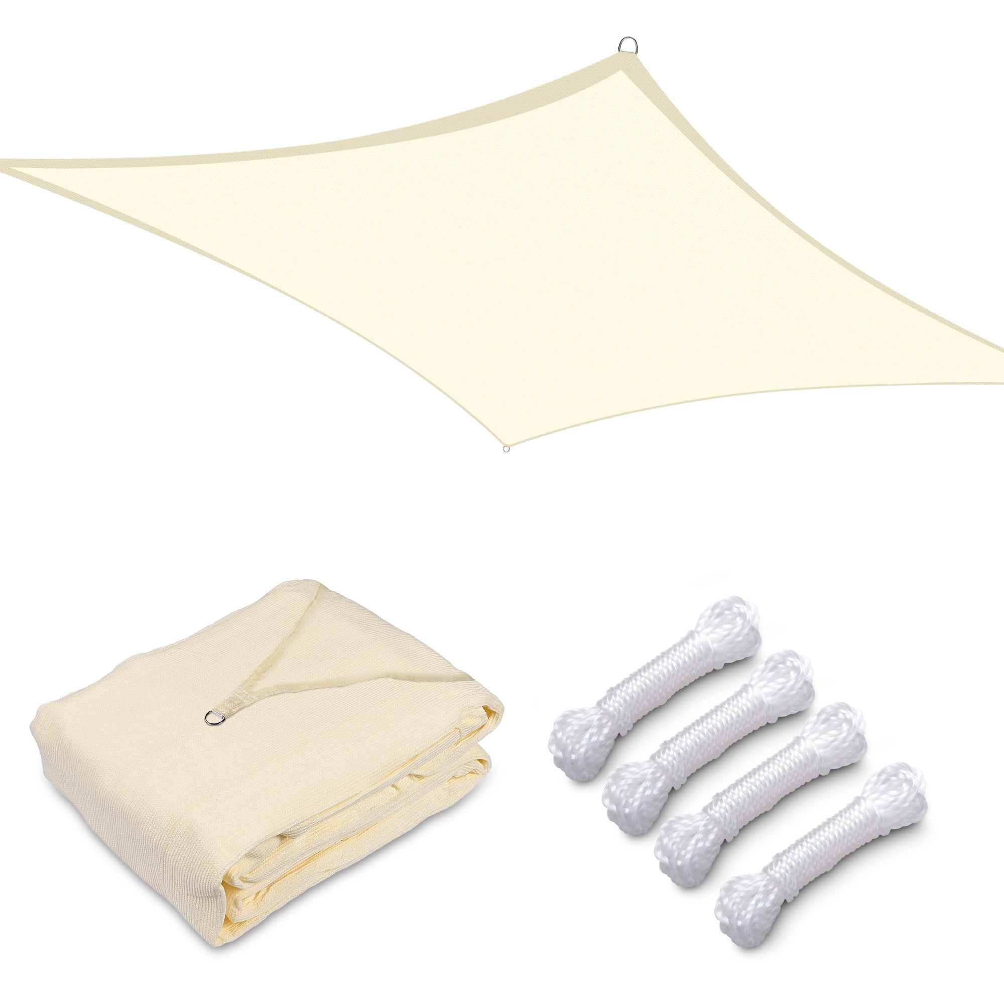Off-White HDPE Rectangle Sun Shade Sail for Patio and Yard