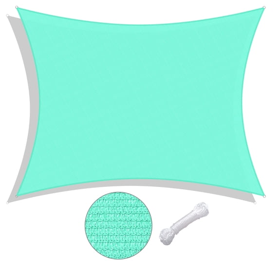 Yescom 13x10Ft 97% UV Block Rectangle Sun Shade Sail Outdoor Patio Pool Garden Yard Lawn Carport Net Awning Pearl Aqua