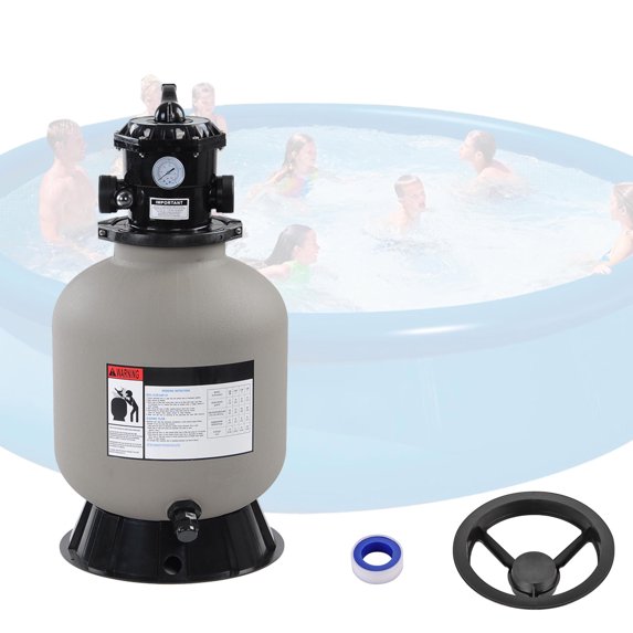 Yescom 16" Above Inground Swimming Pool Sand Filter w/ Valve Fit 1/2HP 3/4HP Water Pump