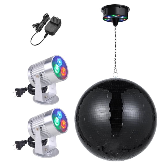 Yescom 16" Disco Mirror Ball 2 RGB Spotlights Rotating Motor Kit Party Events