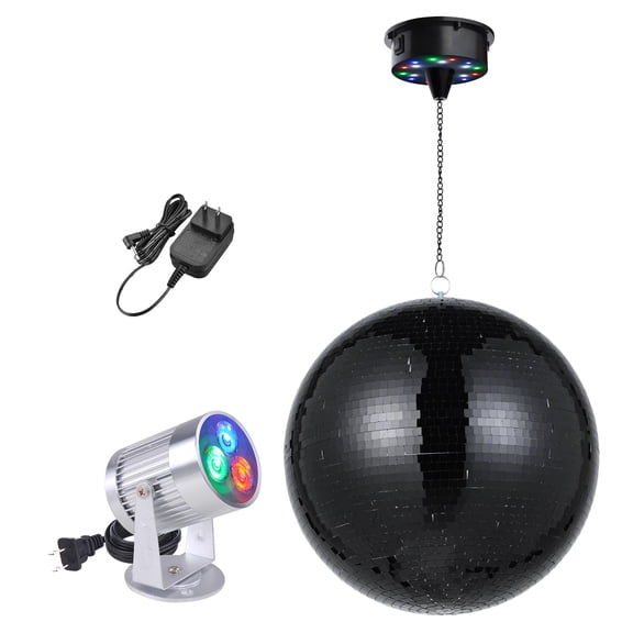 Yescom 16" Large Disco Ball with Motor and Light 6RPM Rotator & 3W RGB Spotlight for 70s 80s Party DJ Bands Club Wedding Event Studio Black