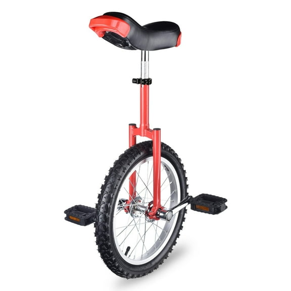 Yescom 16 In Wheel Outdoor Unicycle Adjustable Seat Exercise Bicycle Balance Training for Adults Teenagers Kids Red