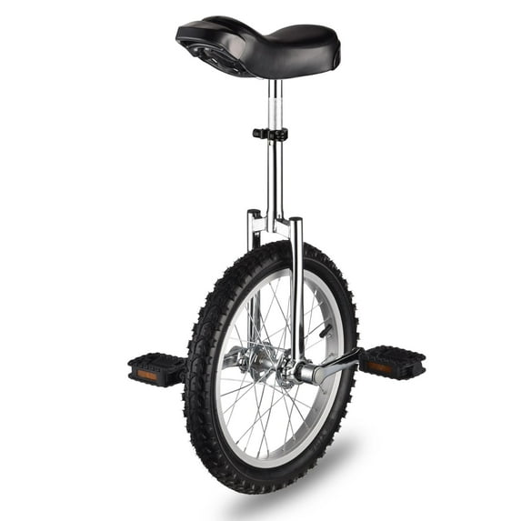 Yescom 16 In Wheel Outdoor Unicycle Adjustable Seat Exercise Bicycle Balance Training for Adults Teenagers Kids Silver